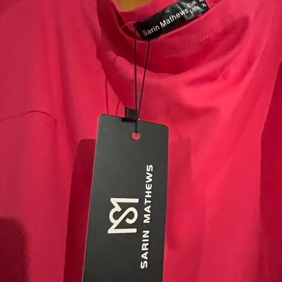 Hot Pink Fit and Flare Mini Dress with Flutter Sleeves - Picture 3 of 4